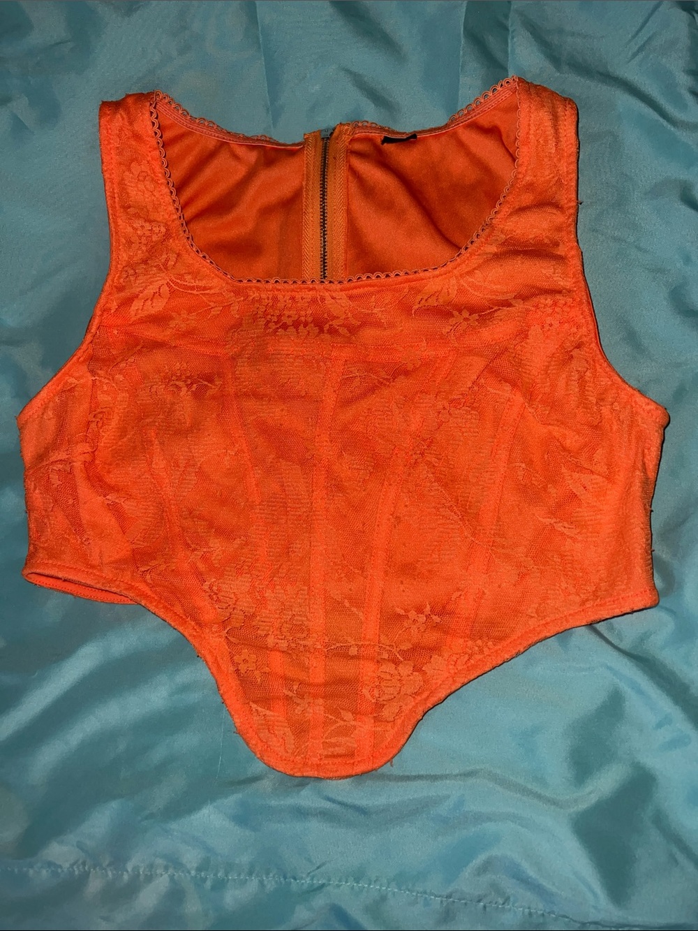 Bright Orange Lace Corset Top